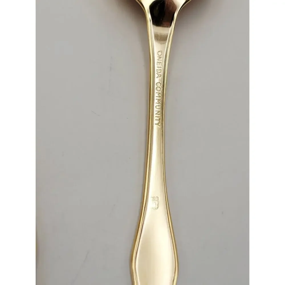 Oneida Community Affection Gold Electroplate 4pc Serving Set Ladle Fork Spoon